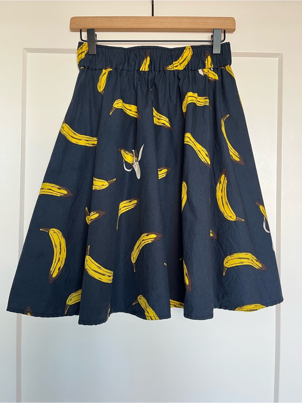 E hyphen world gallery Banana Print Midi Skirt Japan Retro Artsy